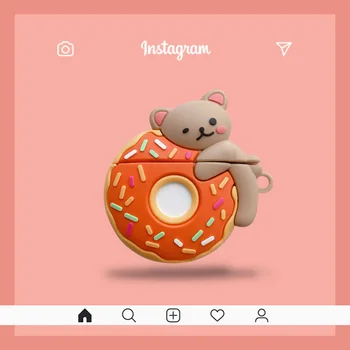 

Cute Donut Bear Silicone Cover for Airpods 1 2 Pro Wireless Bluetooth Earphone Case Protective Cover Accessories for Airpods Pro