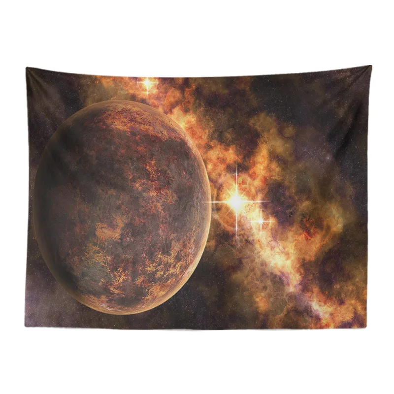 4 Customized Tapestry Planets Halo Meteor Explosion Wall-Mounted Living Room Decoration 130*150Cm Polyester Non-Slip Picnic Mat - Color: 4