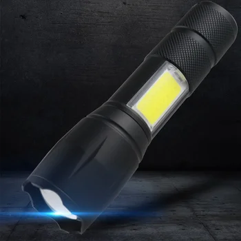 

High Power Flash Light USB Rechargeable LED T6 COB Flashlight Zoom 4 Mode Waterproof Torch Built-in Battery Outdoor Camping Lamp