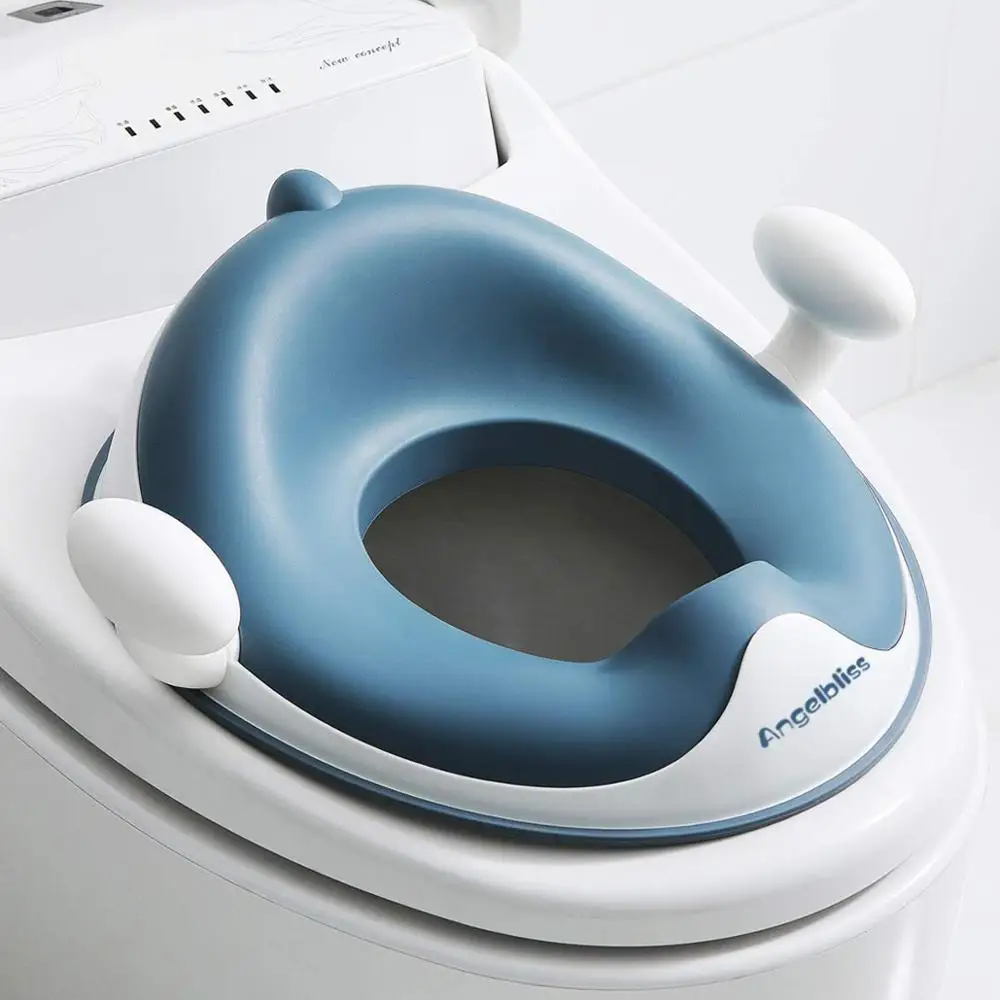 AMTOY asiento de inodoro para entrenamiento de orinal de bebé con asas de cojín suave, colección Haute, doble diseño antideslizante y protector contra salpicaduras