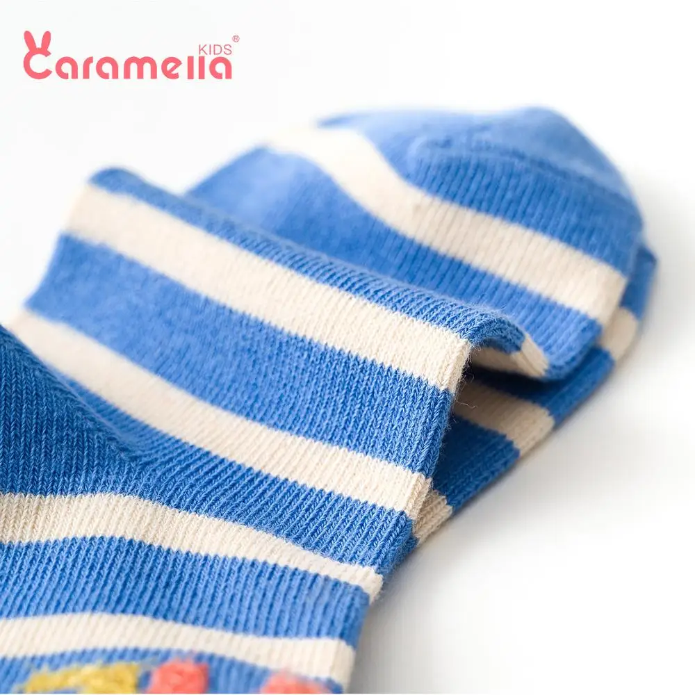 Caramella/новые хлопковые детские носки в полоску с динозавром Новинка, короткие зимние плотные носки для маленьких мальчиков Забавные милые крутые детские носки для детей возрастом от 1 года до 12 лет