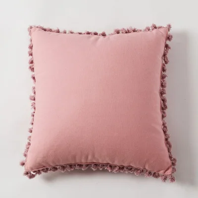 pink Твердые/зеленого/серого цвета, желтая розовая подушка крышка парусиновая наволочка с Ленточки размером 45*45 см для дивана, автомобиля, украшения дома - Цвет: pink