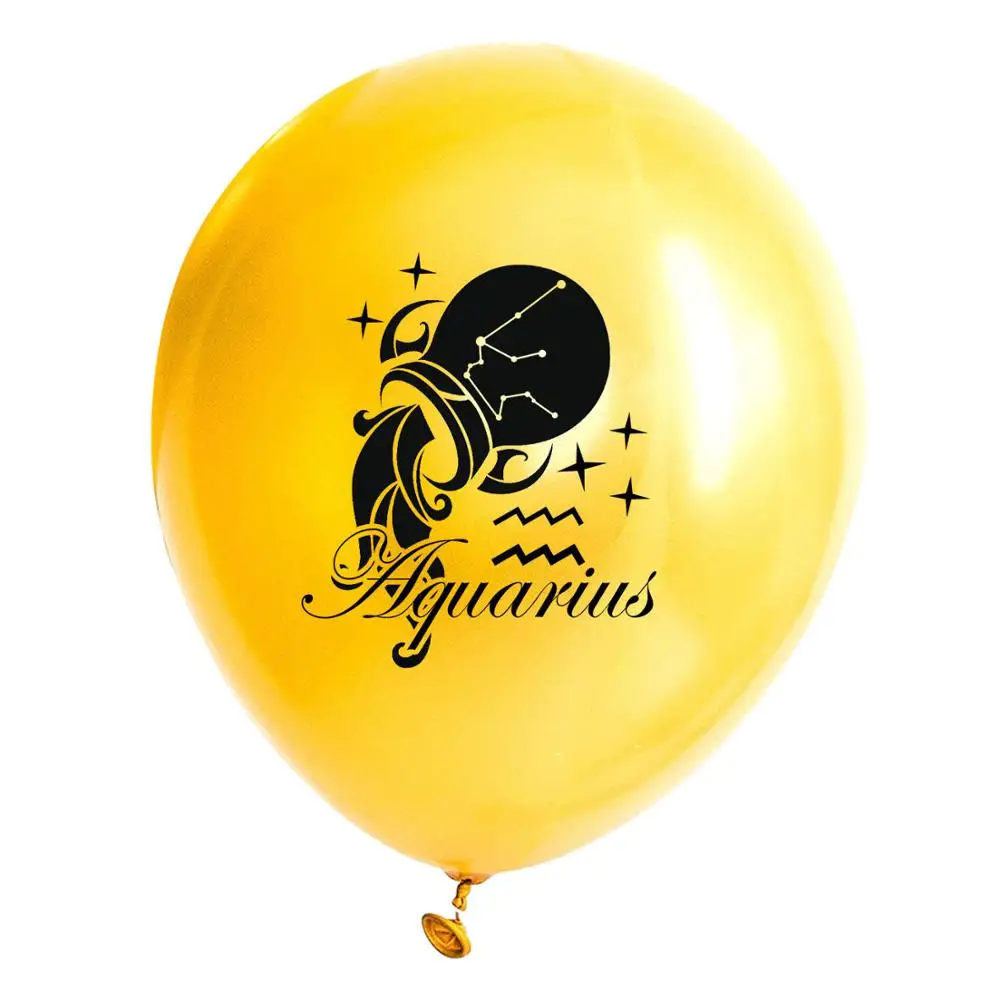 Aquarius gold 10 шт Созвездие День Рождения шар Черное золото латексные шары с днем юбилея Декор шары - Цвет: Aquarius gold