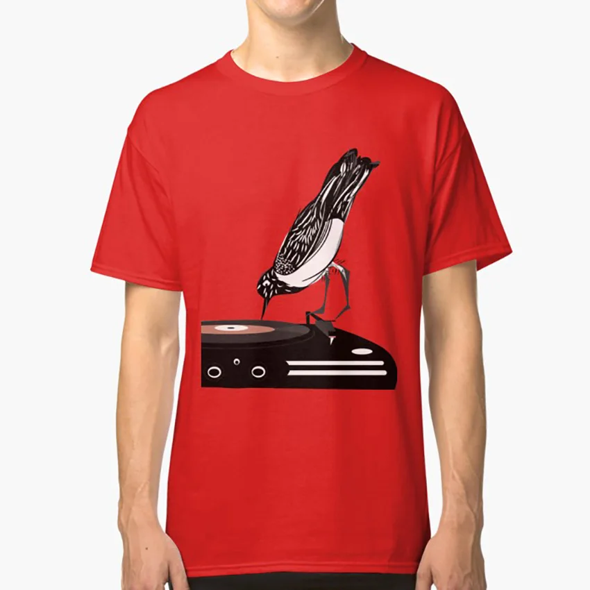 DJ magpie Футболка dj сорока птица музыкальный диск винил discjockey Забавный Милый проигрыватель ретро