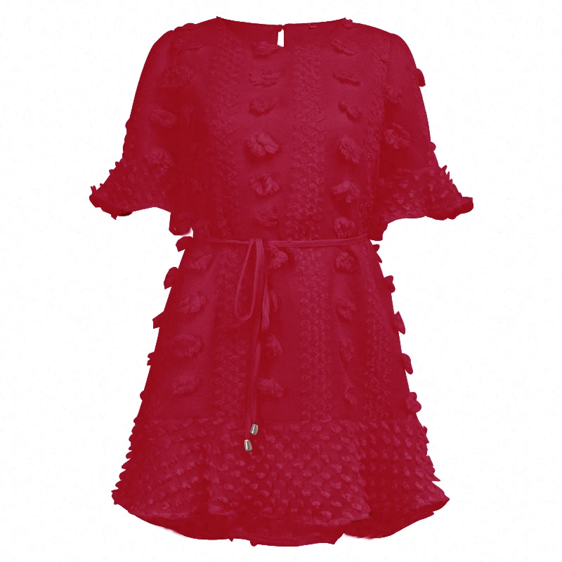 Ruched A-Line мини-платье женское пляжное платье с оборками и рукавом женское базовое платье с круглым вырезом летнее пляжное мини-платье Sukienka Vestidos