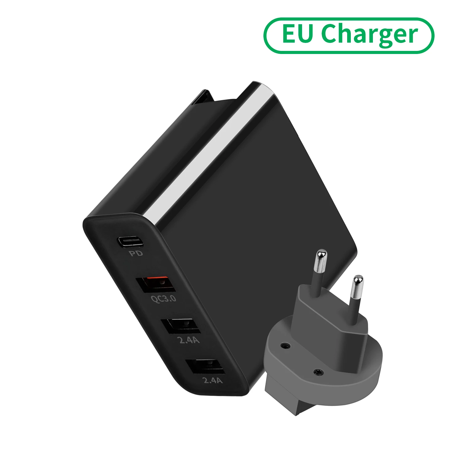 black-EU Мульти USB зарядное устройство 48 Вт PD Быстрая зарядка 3,0 двойной USB разъем типа C Зарядка для xiaomi redmi note 7 MacBook Air samsung Быстрое зарядное устройство - Тип штекера: black-EU