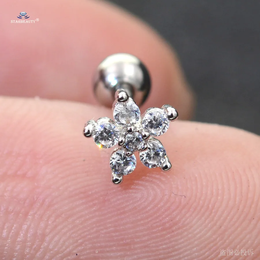M5316 Silver Starbeauty 1 шт. 1,2x6 мм 16 г кристаллическая Звезда Луна Корона спиральные украшения для пирсинга серьги на Козелок шпильки хрящевой пирсинг уха Oreja - Окраска металла: M5316 Silver