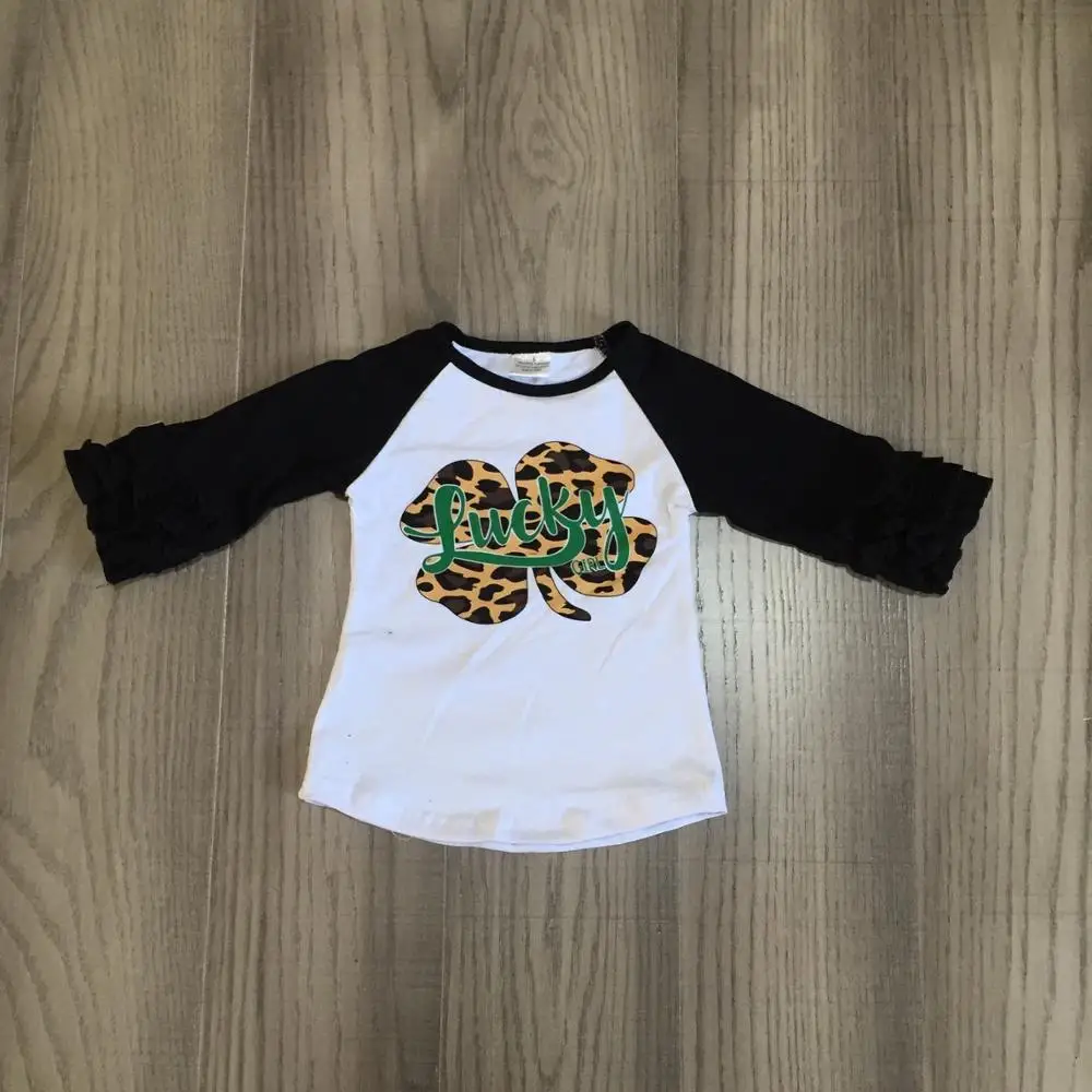 Весна День Святого Патрика для маленьких девочек три четверти Хлопок Бутик Топ