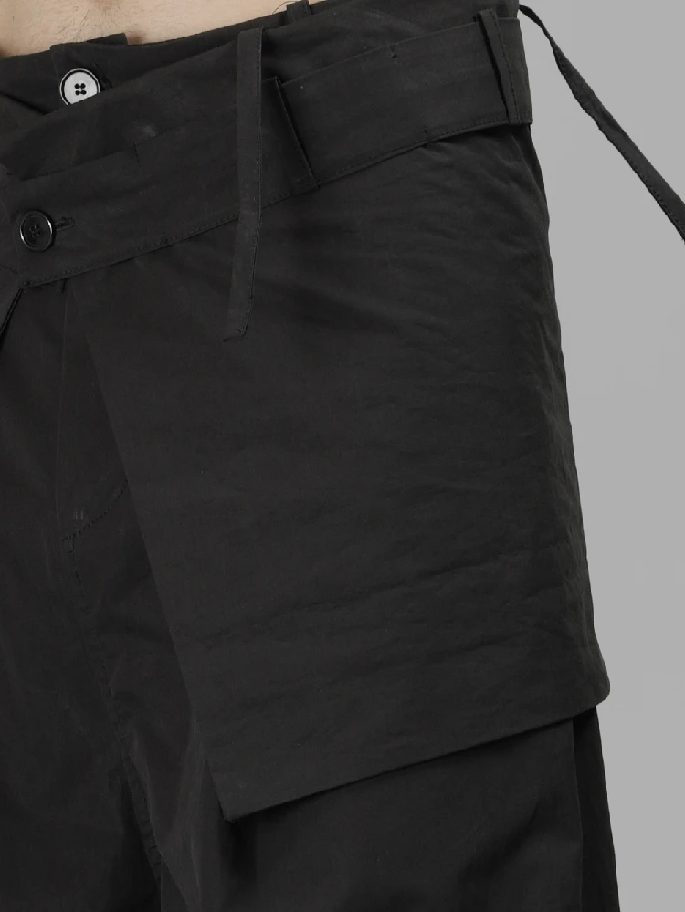 Spring and Autumn New Men's Short Apron-style Tie Up Straight Pants Loose Black Pants Bottoms Weaving Wide Leg Pants