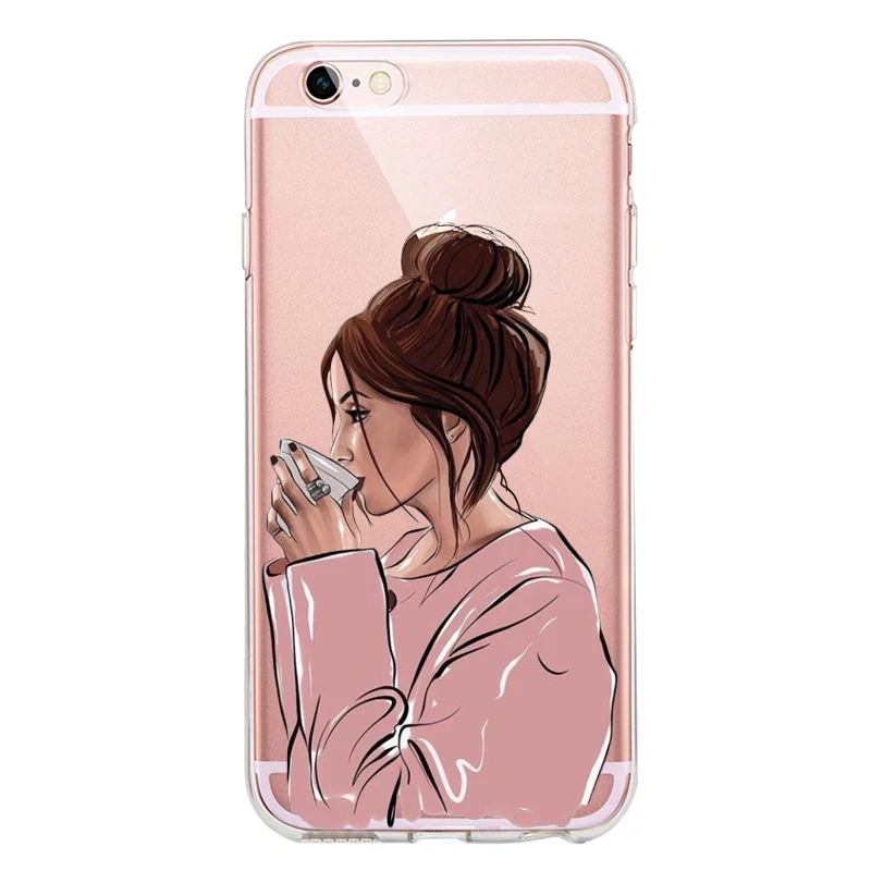 VOGUE queen Princess Girl Female boss coffee Мягкий Силиконовый ТПУ чехол для телефона iPhone 4 5S SE 6 6splus 7