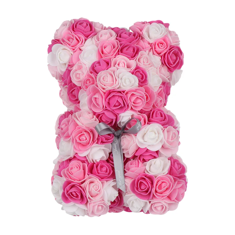B pink white 25 см романтические подарки ко дню Святого Валентина кукла в розовом медведе цветок день рождения подарки для девушек женские свадебные украшения вечерние украшения - Цвет: B pink white