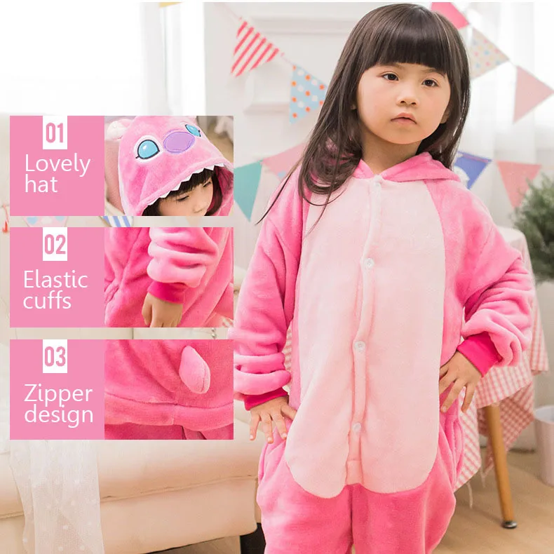 Animals Pajamas Children Onesie Boys Girls Cosplay Costume Party Pink Rabbit Kids Fairy Tale Flannel Warm Sleepwear