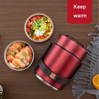 

Zazayu Stainless steel lunchbox dinner pail Food Thermal Jar Vacuum Insulated Soup Thermos Containers kitchen metal can