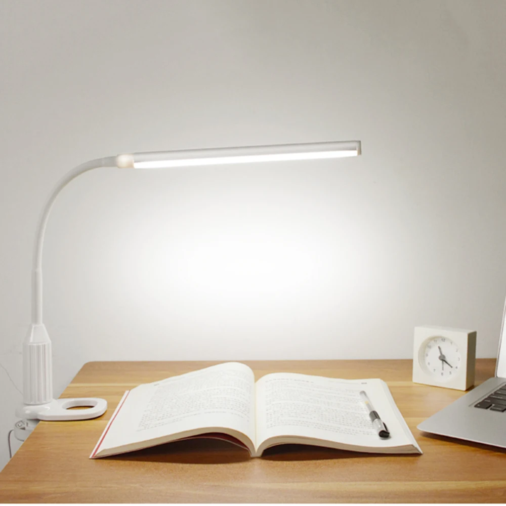 

LED Desk Lamp USB Powered Table Lamp Eye Protection Clamp Clip Table Light Stepless Dimmable Bendable Working Reading Study Lamp