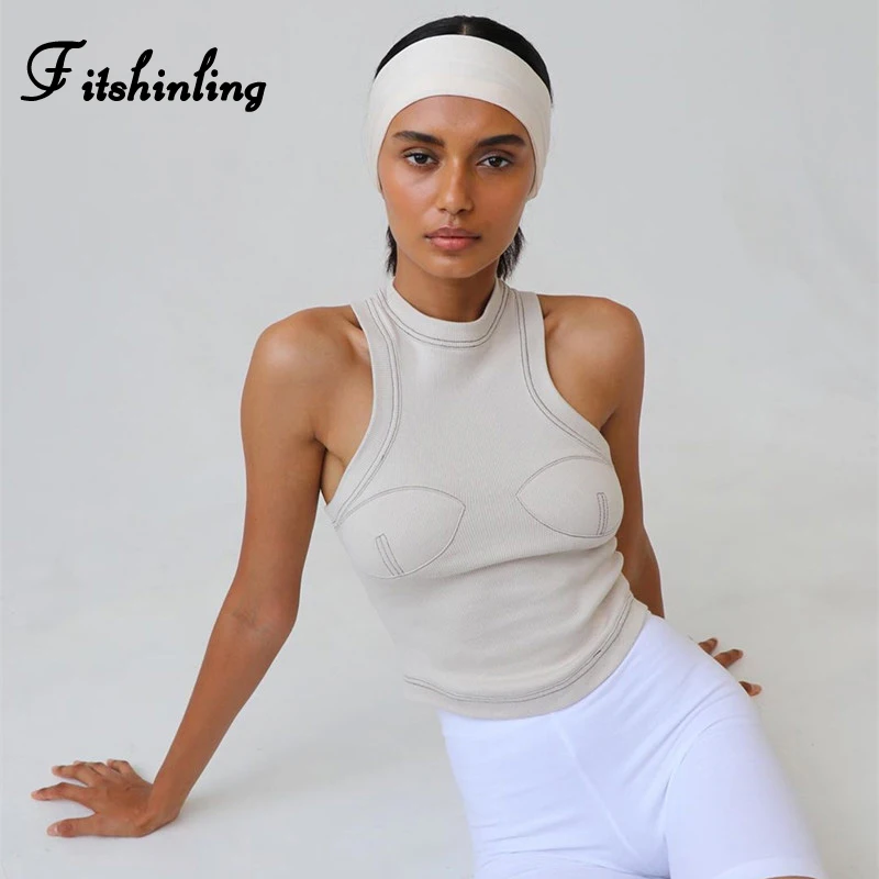 Fitshinling Athleisure спортивная одежда женские Майки Топы 2020 повседневный летний тонкий