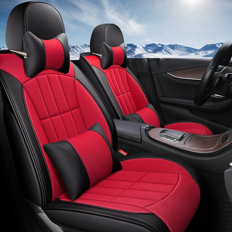 

Full Coverage PU Leather car seat cover flax fiber auto seats covers for chevrolet lacetti lanos malibu onix optra spin