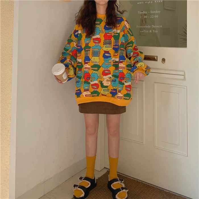 autumn sweatshirt women winter harajuku korean clothes fashion stranger things playful funny cartoon oversized hoodie women