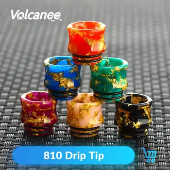 

Volcanee 810 Drip Tip Colorful with Shine Gold 16mm Diameter Wide Bore for E Cigarettes RDA RTA Atomizer Vape Mouthpiece