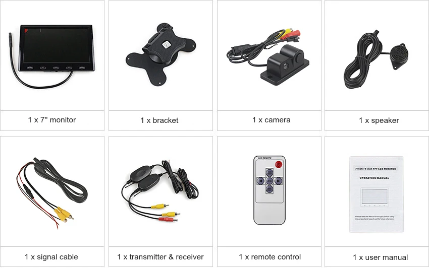 Diykit, беспроводной 7 дюймов сенсорная кнопка ультра-тонкий автомобильный монитор заднего вида Автомобильная камера беспроводной парковочный радар Датчик система помощи