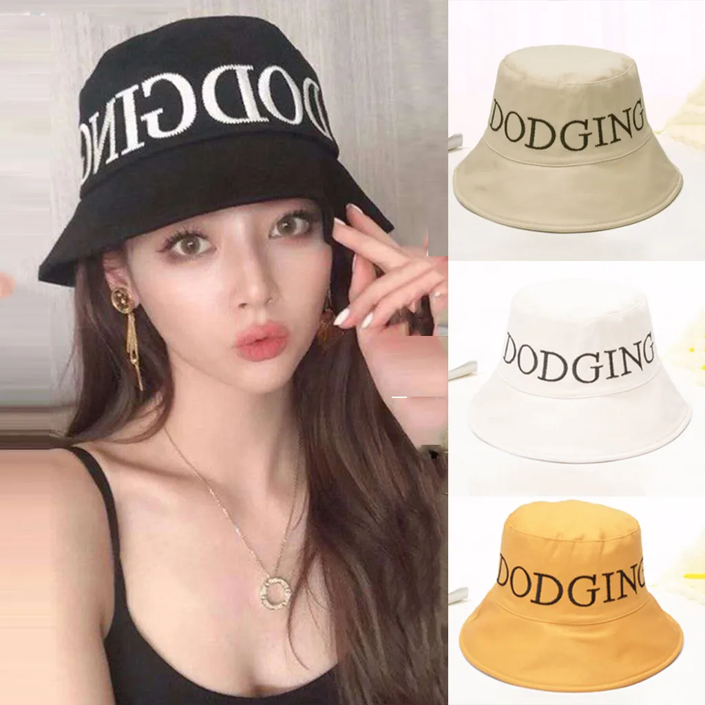 Men Women Bucket Hats Japan And Korea Street Style Harajuku Letters Print Streamers Lace Up Cap