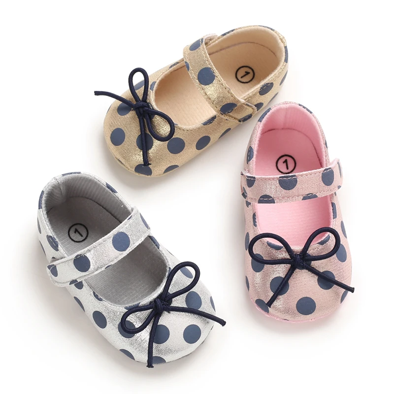 Sandalias de verano para bebés recién nacidos zapatos de princesa con lazo de lunares de algodón Sandalias de verano para bebés recién nacidos zapatos de princesa con lazo de lunares de algodón