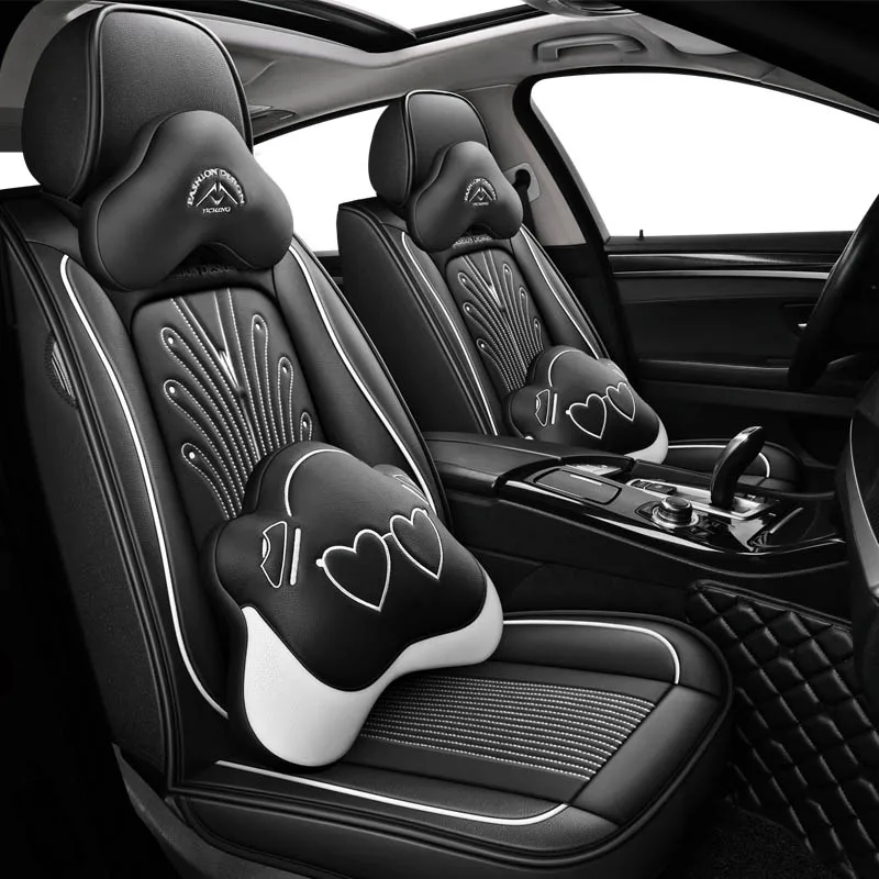 FUZHKAQI кожаный чехол для автомобильного сиденья для mitsubishi pajero 4 2 sport outlander xl asx аксессуары lancer Чехлы для автокресла - Название цвета: Pattern version