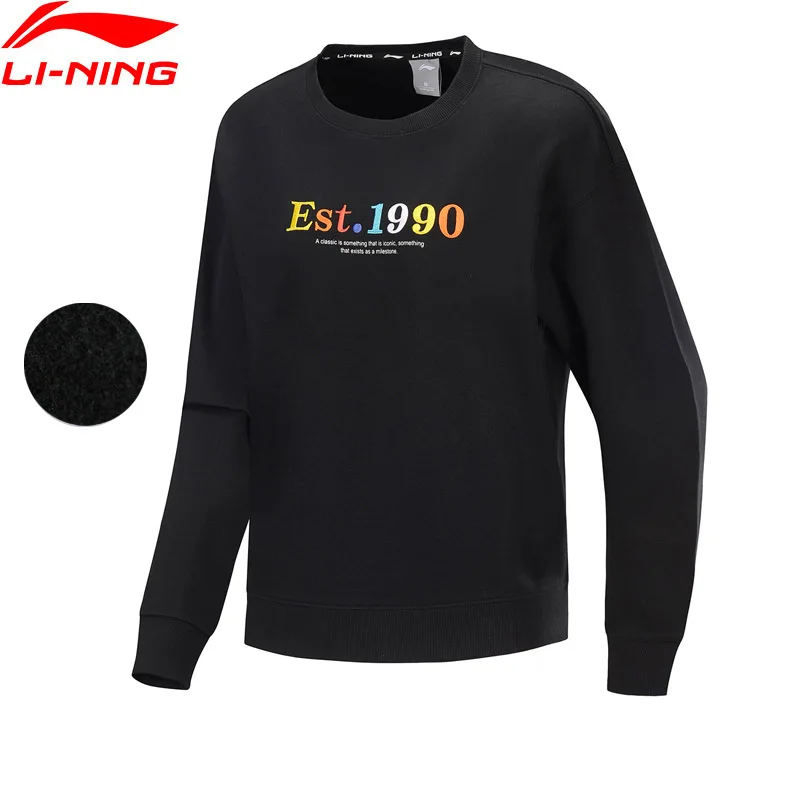 Li-Ning женский трендовый свитер, теплый, 64% полиэстер, 36% хлопок, свободный крой, подкладка, спортивные свитера, топы AWDP458 WWW1073
