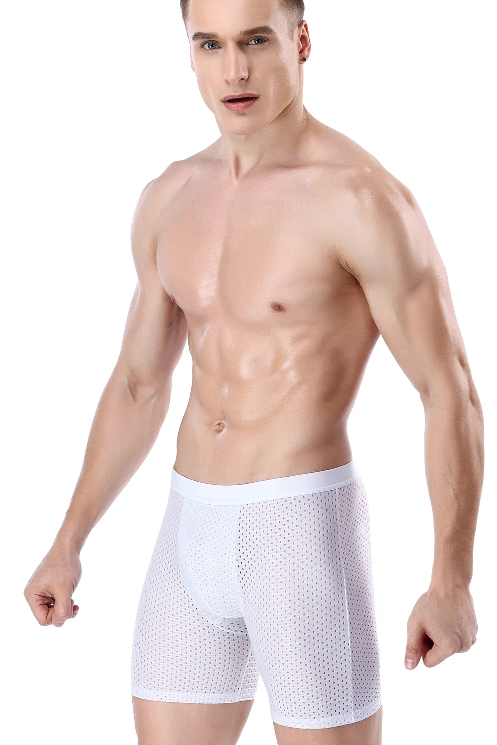 

Ice silk breathable summer underwear for men plus long style quick dry flat Angle running anti-wear leg boxers comfortable breat