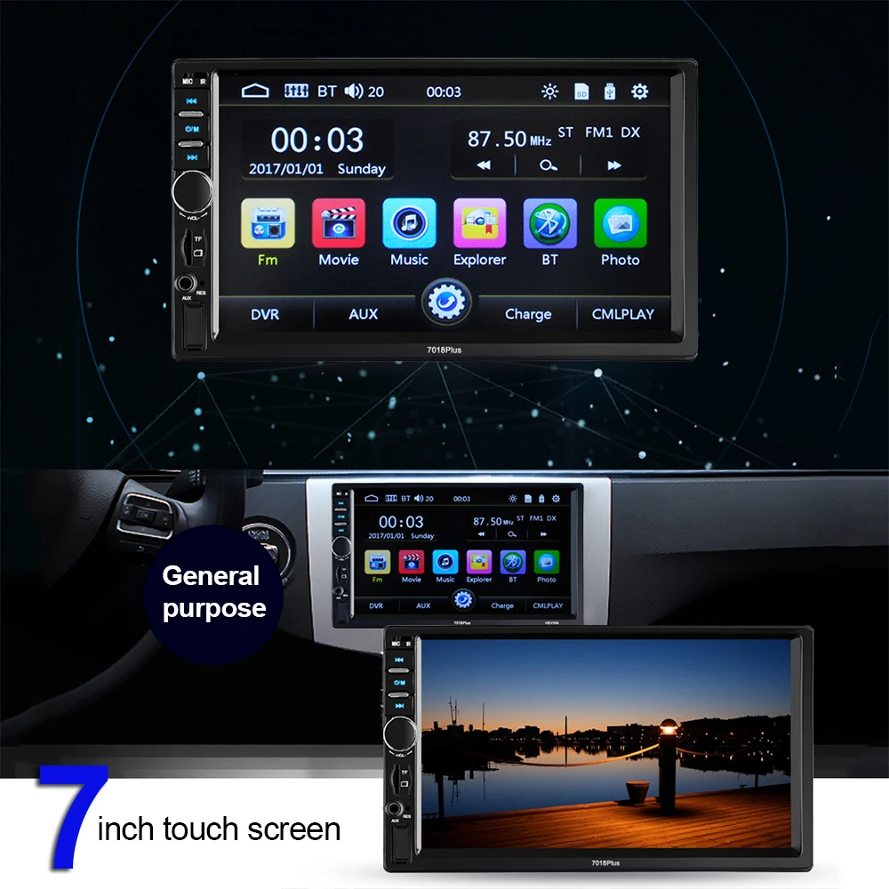 Car MP5 MP4 Player Mirrorlink HD 7inch Touch Screen Bluetooth Auto Radio FM Music Player with Rear View Camera Multimedia Player