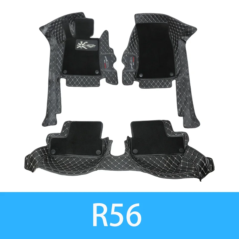 Автомобильные кожаные коврики с логотипом защитная накладка для BMW MINI Cooper F54 F55 F56 F60 R55 R56 R60 коврики для автомобиля коврики интерьер - Название цвета: R56