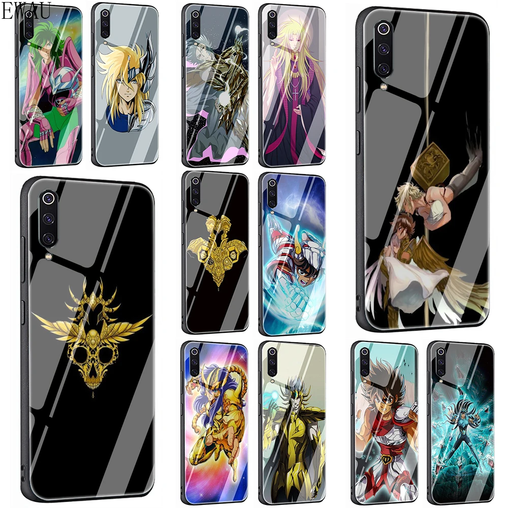 

EWAU Cartoon Saint Seiya Tempered Glass phone case for Xiaomi 5X 6X 8 Lite 9 A1 A2 F1 Redmi 4X 6A Note 5 6 7 Pro