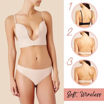 

Liftup Low Back Plunge Bra Cleavage-Boosting Light Padding Bra Underwear BMF88
