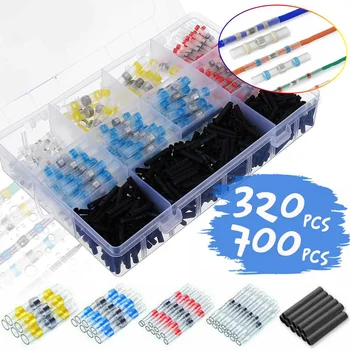 

320/700pcs Heat Shrink Solder Seal Wire Connectors Kit Terminals Insulated Waterproof Butt Electrical Wire Soldered Terminals
