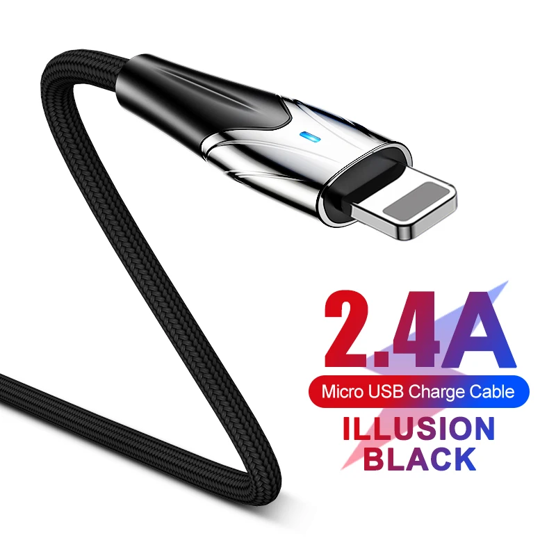 2.4ABlack Joyroom USB кабель 2.4A нейлон Быстрая зарядка USB кабель для передачи данных для iPhone планшет iOS мобильный телефон usb зарядный шнур - Цвет: 2.4ABlack