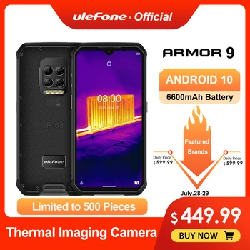 Ulefone-Smartphone Armor 9, teléfono robusto con cámara térmica, Android 10, Helio P90 octa-core 8GB + 128GB, batería de 6600mAh, cámara de 64MP