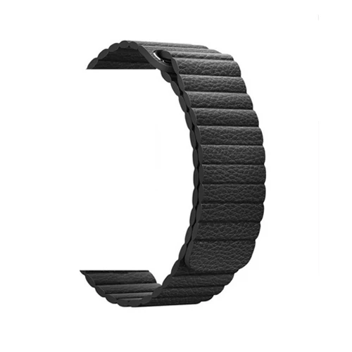 Leather Loop Strap for apple watch 5 Band 44mm 40mm correa iwatch 4 3 42mm 38 mm loop buckle watchband bracelet apple watch band - Band Color: Official black
