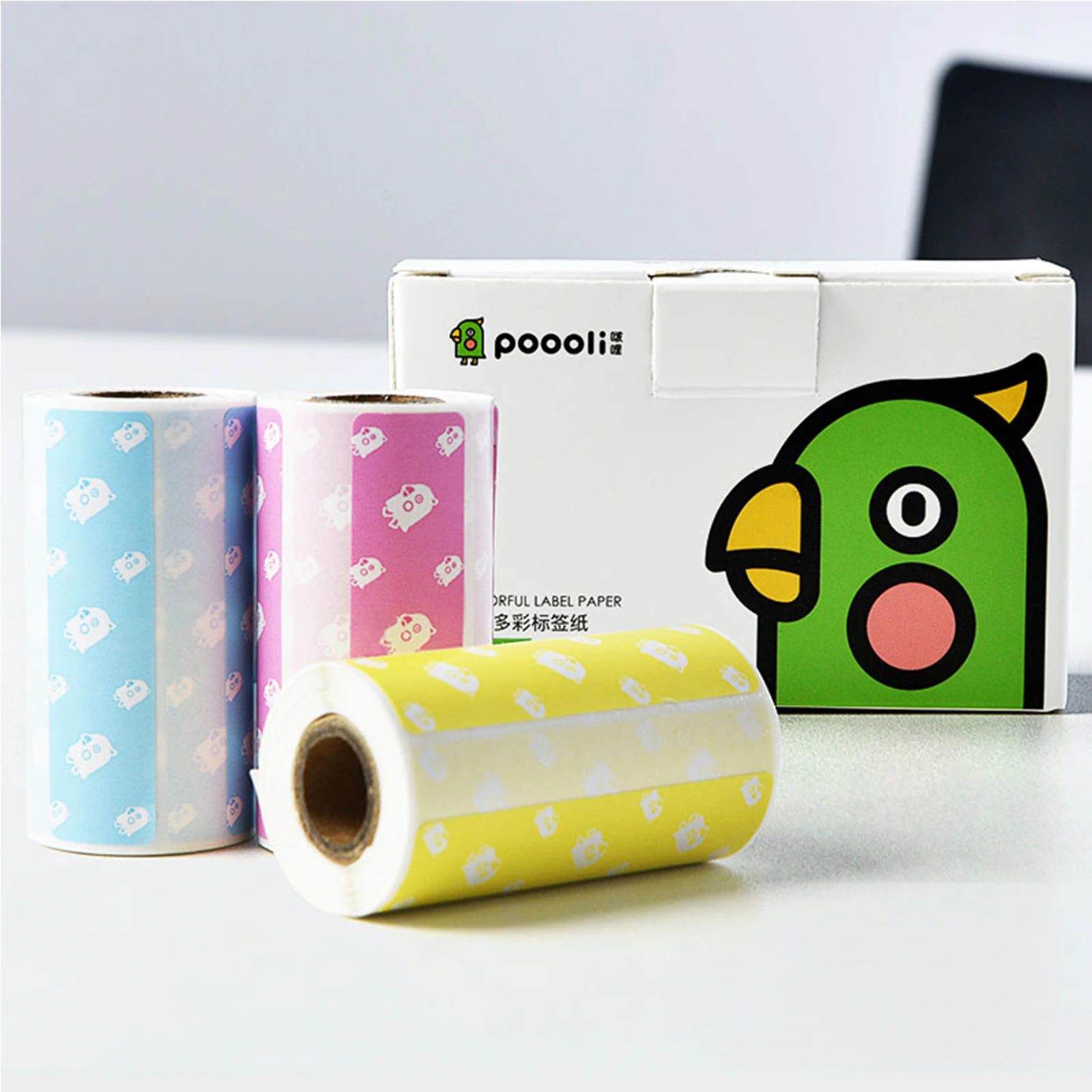 Poooli-Papel de etiqueta térmica de 3 rollos, pegatina adhesiva resistente sin BPA de 57x30mm para impresora térmica Poooli L1/L2/L2 Pro/L3/L5