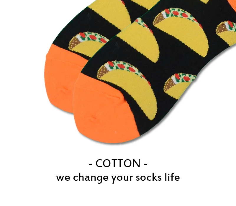 Burger Pizza Sushi Males Socks Fashion Cute Series Korean Harajuku Cartoon Funny Women Happy Cotton Cool Middle Tube Socks