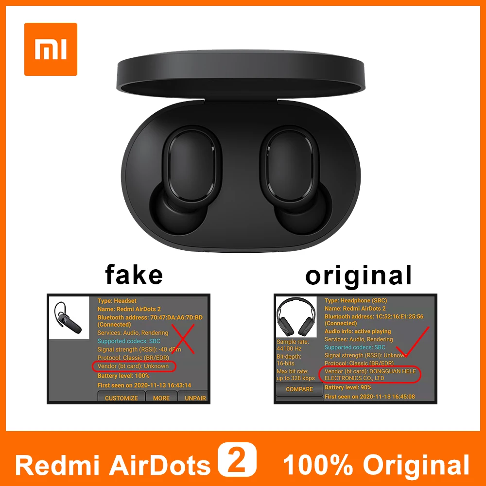 Xiaomi-auriculares Redmi Airdots 2 con micrófono, auriculares inalámbricos con Bluetooth 100%, auriculares estéreo de graves con Control IA y manos libres, 5,0 originales