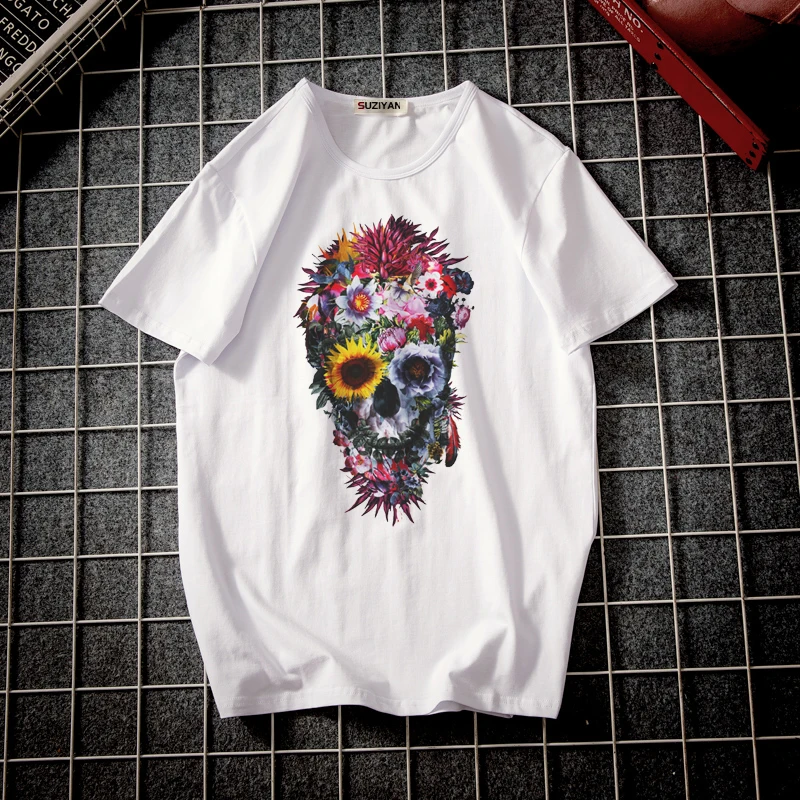 WHITE-DY312 Модные шикарные футболки, мужские футболки, Harajuku, Мужская футболка с рисунком, хип-хоп, уличная одежда, топы, футболки с рисунком, большие размеры - Цвет: WHITE-DY312