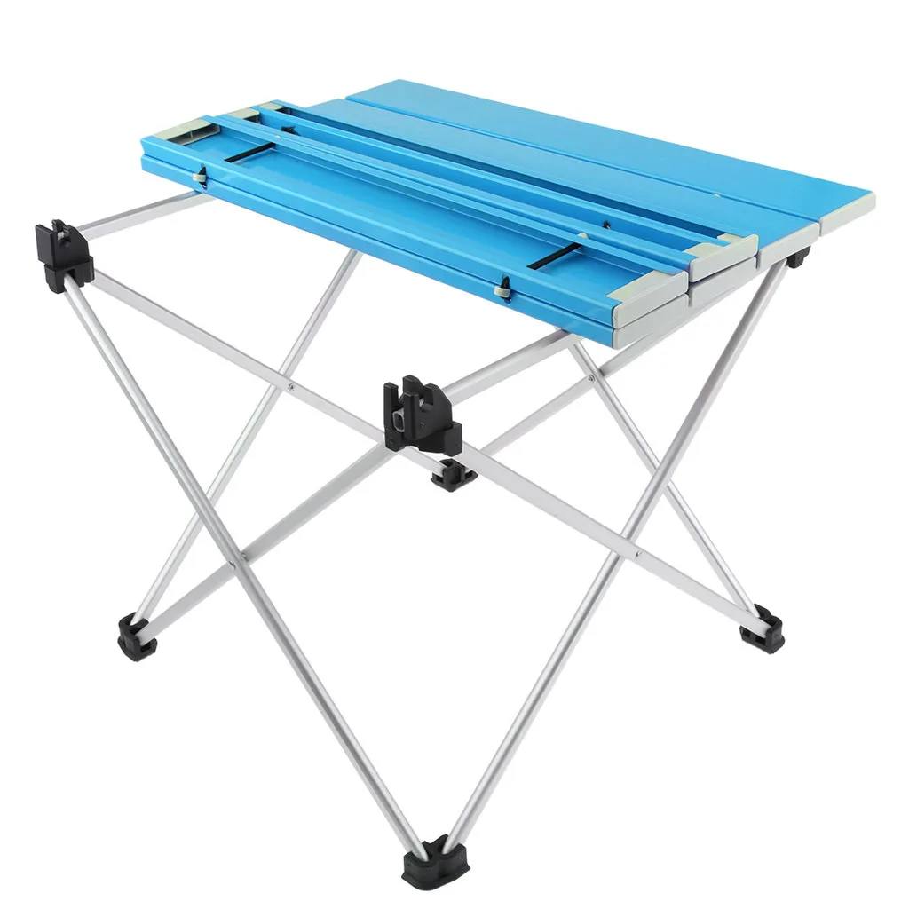 Blue 39.5x35x32cm Открытый алюминиевый складной стол для пикника кемпинга с удобной сумкой для переноски - Цвет: Blue 39.5x35x32cm