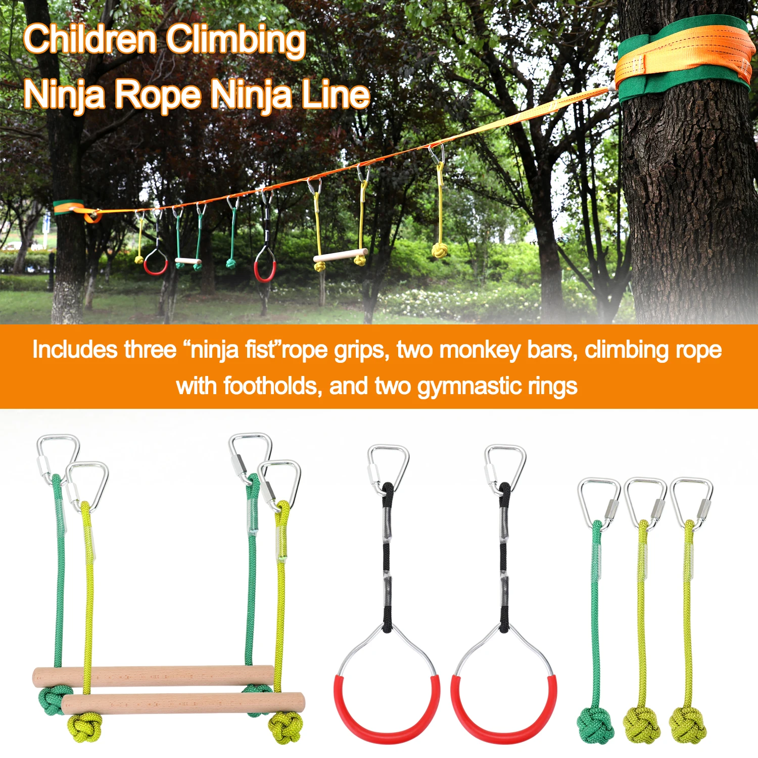 Children Climbing Ninja Rope Obstacle Training Equipment Kids Fun Slack Line Outdoor Children's Sports | Спорт и развлечения