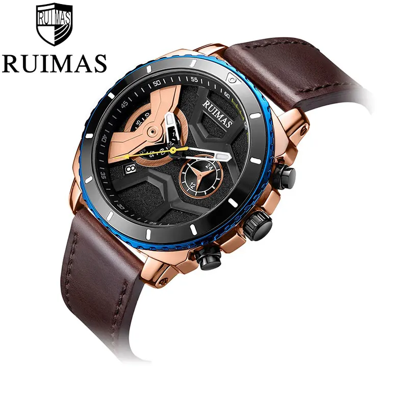 leather brown Ruimas мужские s часы люксовый бренд кварцевые часы уникальные Нежные мужские наручные часы мужские подарки Военные Relogio Luxo часы 552 - Цвет: leather brown