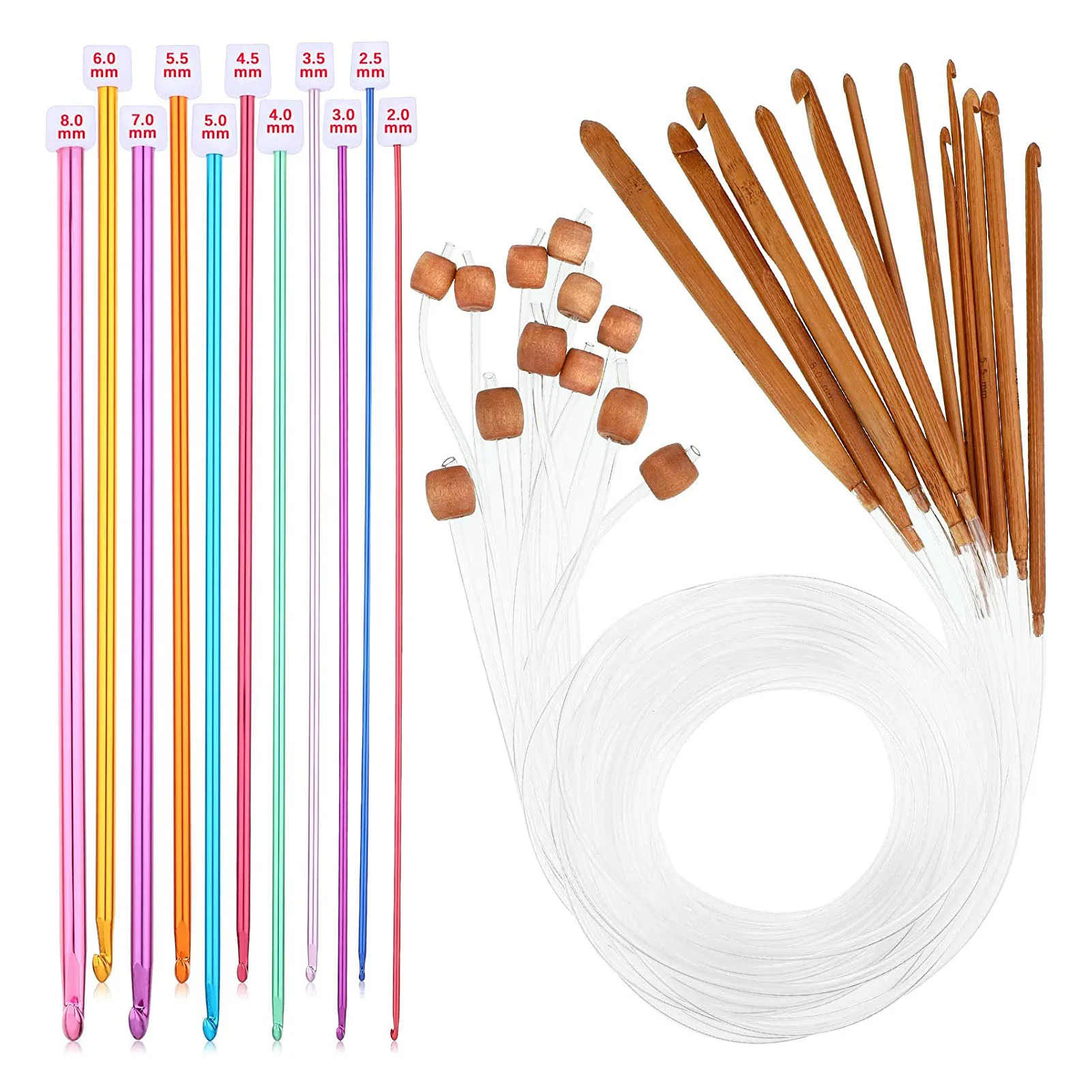 

23PCS Tunisian Crochet Hooks Set 3-10mm Cable Bamboo Knitting Needle Kit Professional Sweater Crochet Needle Set
