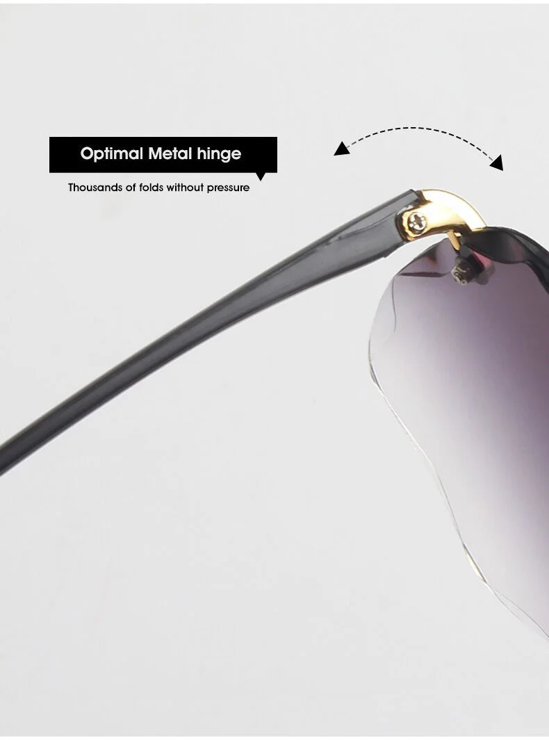 Retro Square Sunglasses For Women Designer Gradient Rimless Style_voghion.com