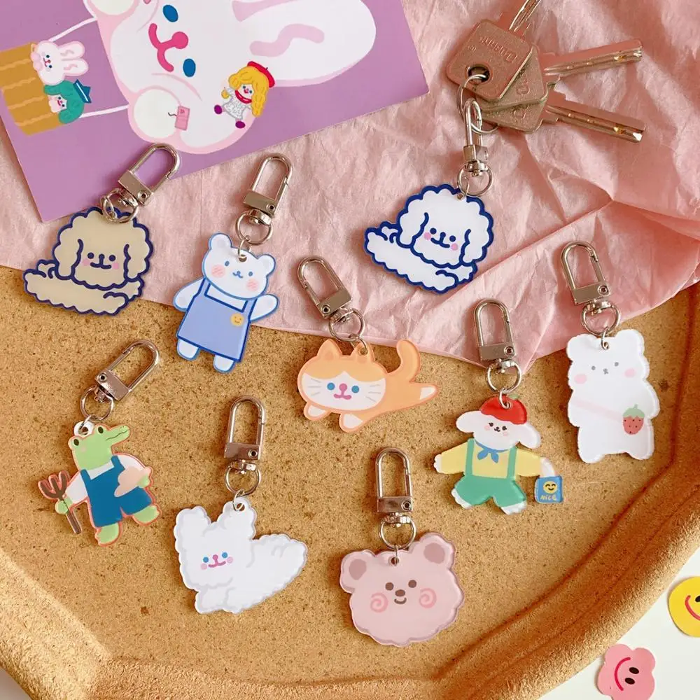 Cute Keychain Backpack Charms Cartoon Bear Keychains Bag Keychains Wristlet  Bracelet Key Ring Car Key Charms For Women - Temu