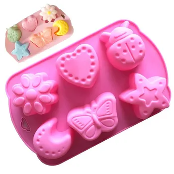 

6 Even Multifunction Insect Shape Silicone DIY Soap Mould Fondant Cake Molds Cake Decoration Tool Baking Accessories