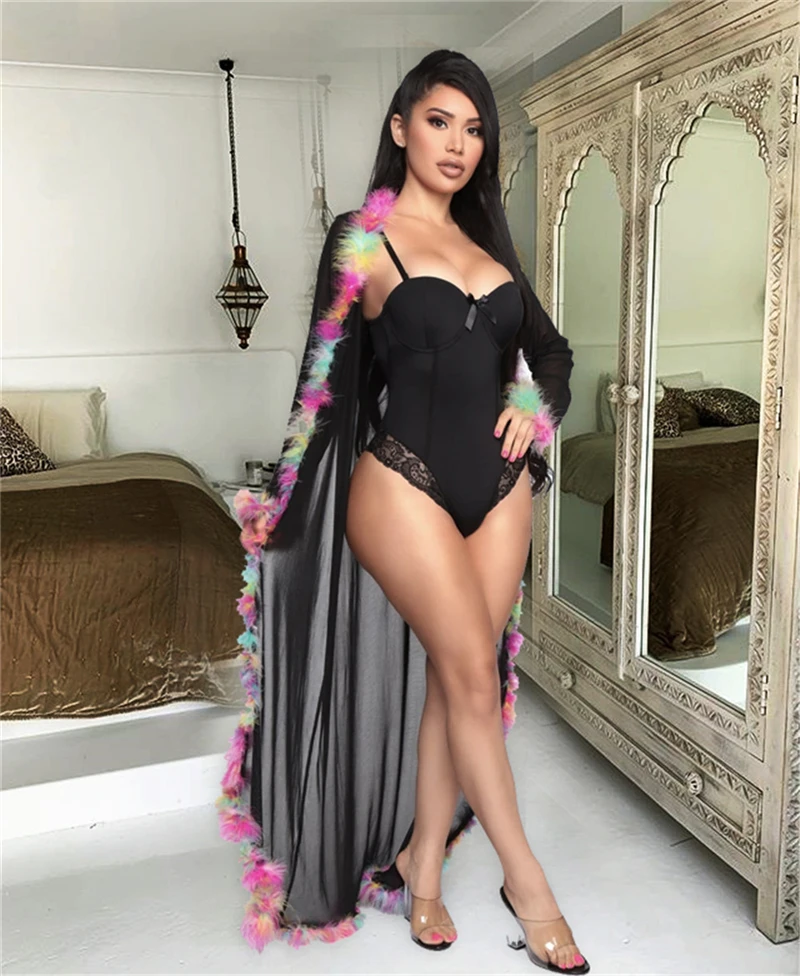 Sexy Women Leopard Long Mesh Sheer Perspective Blouses Swimwear Bikini Cover Ups Fashion Hollow Long Sleeve Cover Up