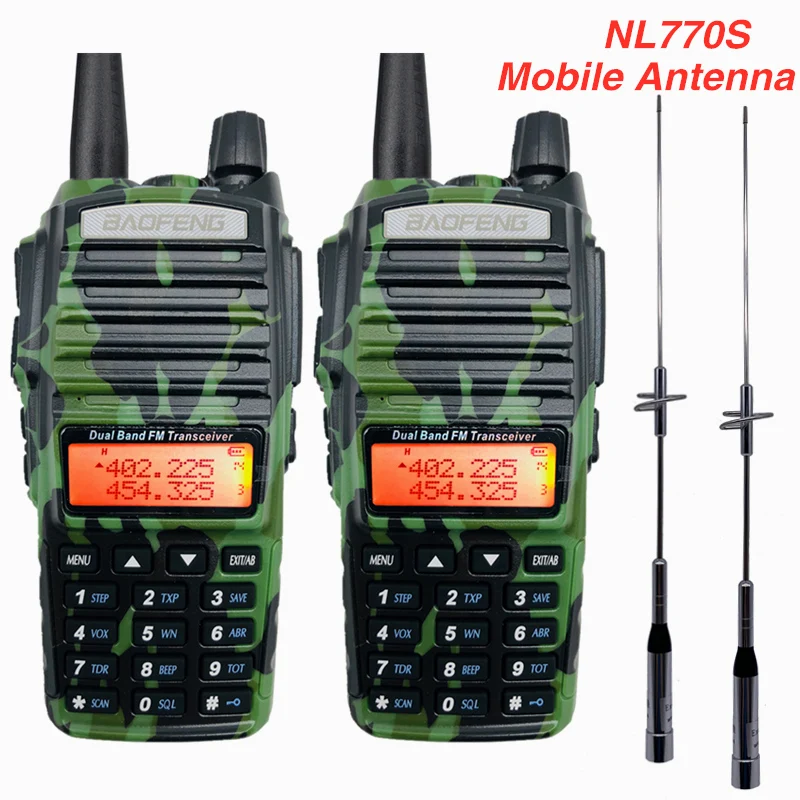 2 шт. Baofeng UV-82 рация+ NA771 Антенна UHF VHF Двухдиапазонная двухсторонняя радио UV 82 Dual PTT Woki Toki CB радиостанция - Цвет: 5W Cam A 2na770S