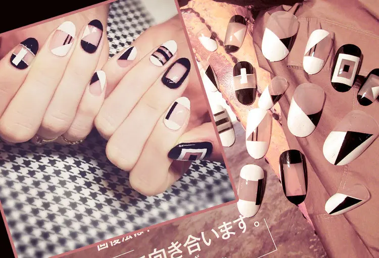 Manicure Finished Product Magazine Style Fashion Long Fake Nails Patch 24 PCs Boxed Wholesale